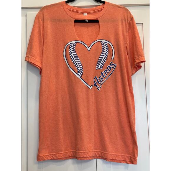 Bella + Canvas ladies heart Houston Astros v neck t-shirt L - Picture 2 of 10